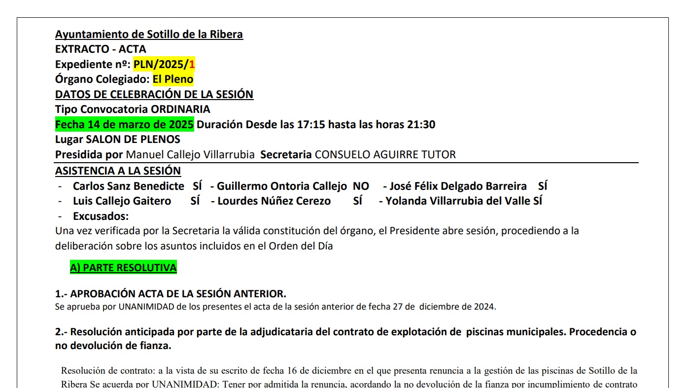 EXTRACTO ACTA MARZO 2025